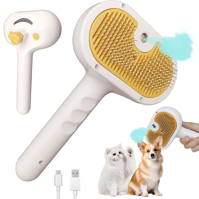3 in 1 Cat Steam Brush for Shedding Dog Brush with Steam