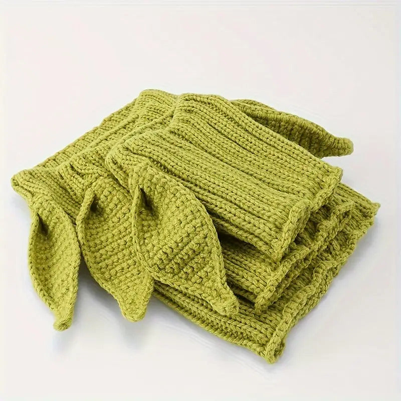 Green Elf Windproof Knitted Dog Hat & Ear Muffs