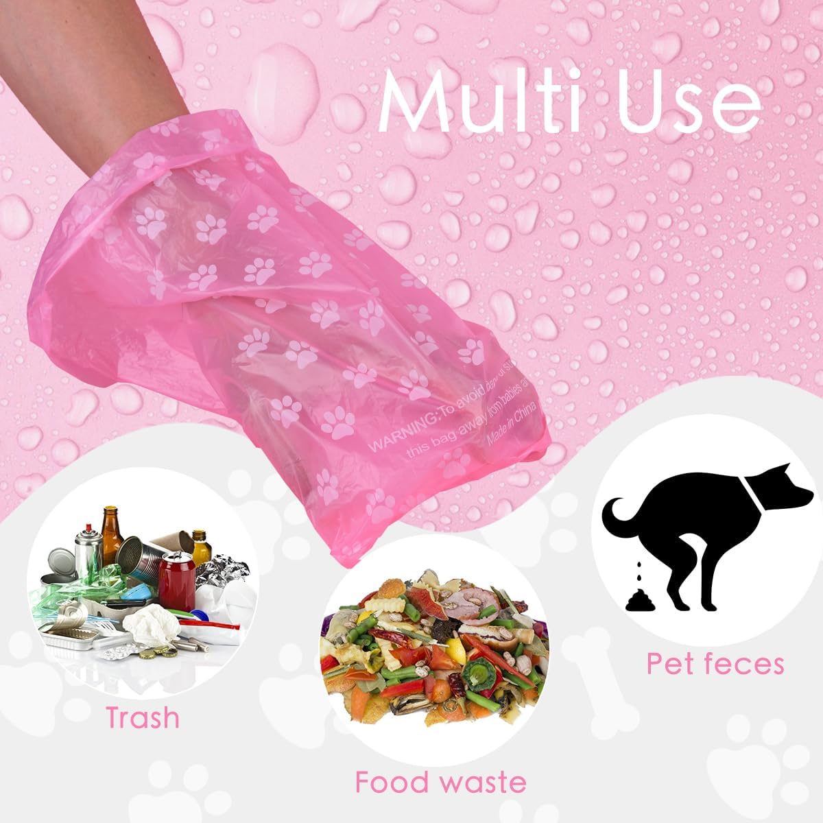 Poop Bags Rolls 256 Count - 9x13 Inches Pink Thickened Leakproof Lavender scent Poo Bags