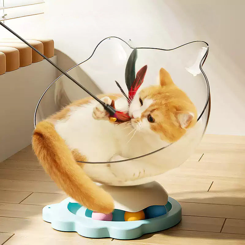 360° Rotating Space Capsule Cat Toy with Ball