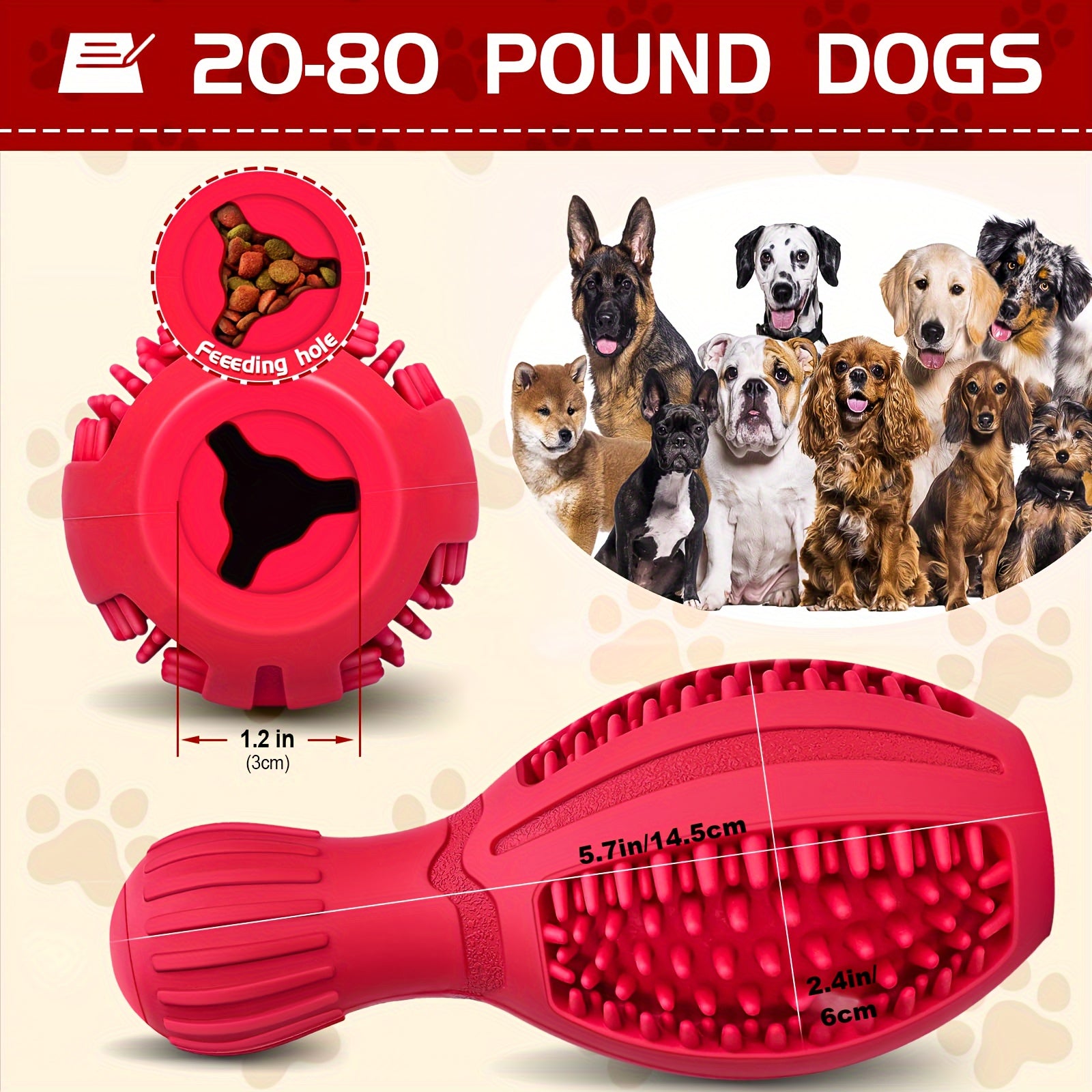Interactive Bowling Ball Dog Chew Toy - Slow Feeder & Dental Health Rubber