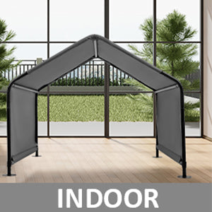 Dog Shade Shelter Outdoor Deep Grey Tent for Large Medium Dogs, 4'x4'x3' Outside Sun Rain Canopy Pet House for Cats Pigs Livestock with Waterproof Roof Ground Nails
