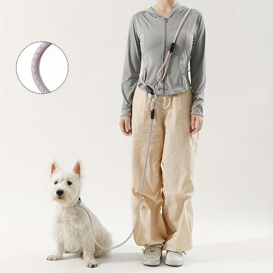 [Hands-Free] Versatile Hands-Free Dog Leash | Adjustable Crossbody Nylon Rope | Comfortable Grip Handle | Ideal for Running & Walking