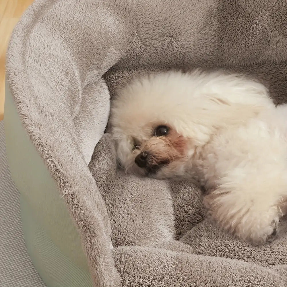 [24lbs Plush Dog Bed] Soft Plush Round Dog Bed with Non-Slip Bottom