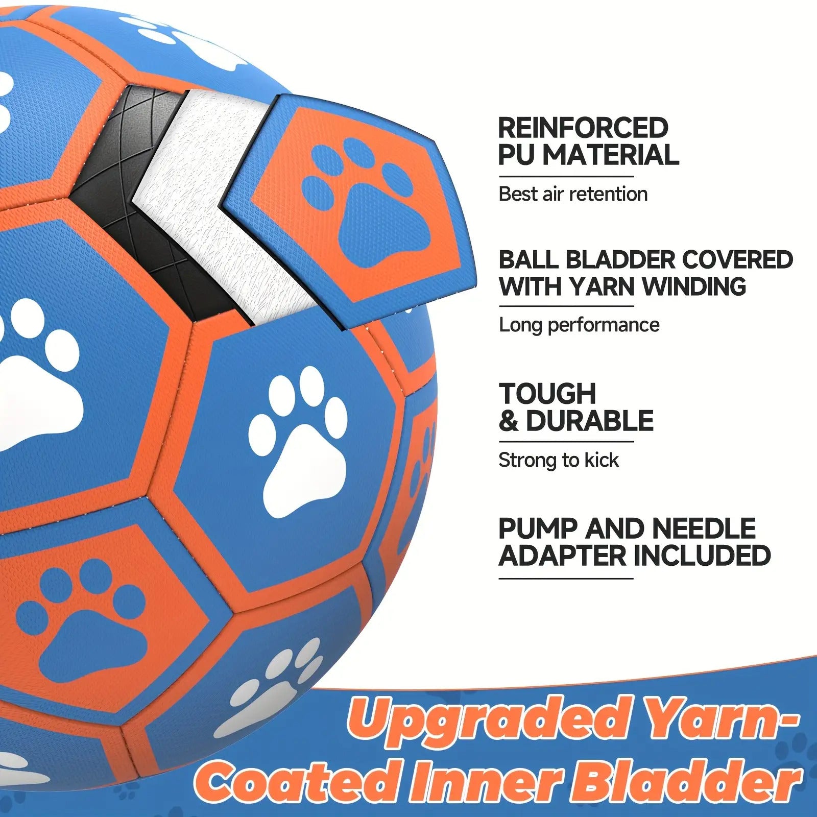 Durable Rubber Dog Soccer Ball with Straps | Interactive Tug