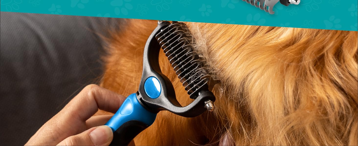 Planet Original Pet Grooming Rake - Double-Sided Deshedding Dematting Tool