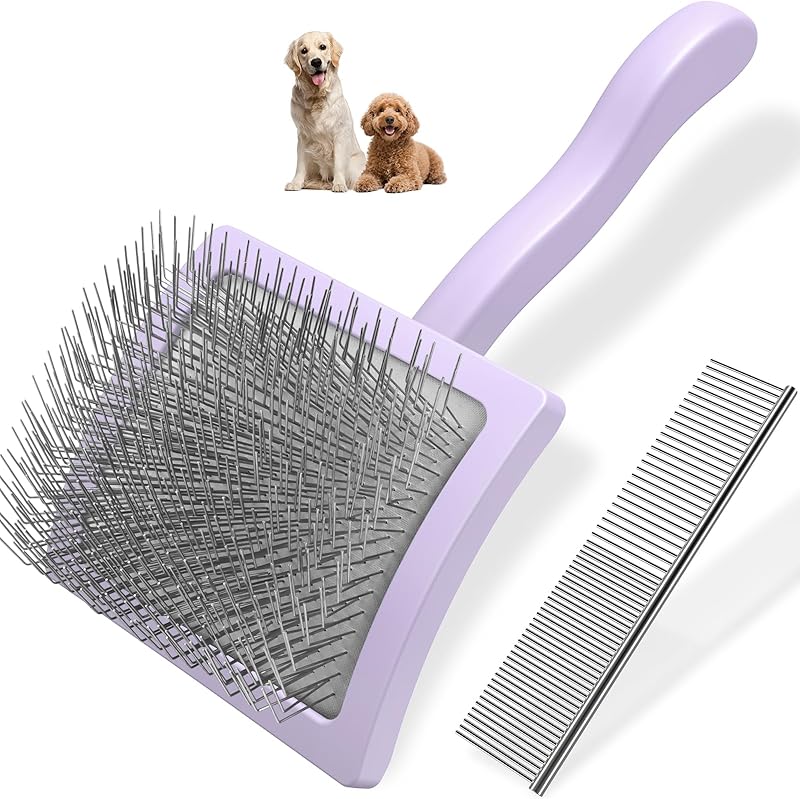 2PCS Slicker Brush for Dogs & Pet Comb,Professional Dog Grooming Brush