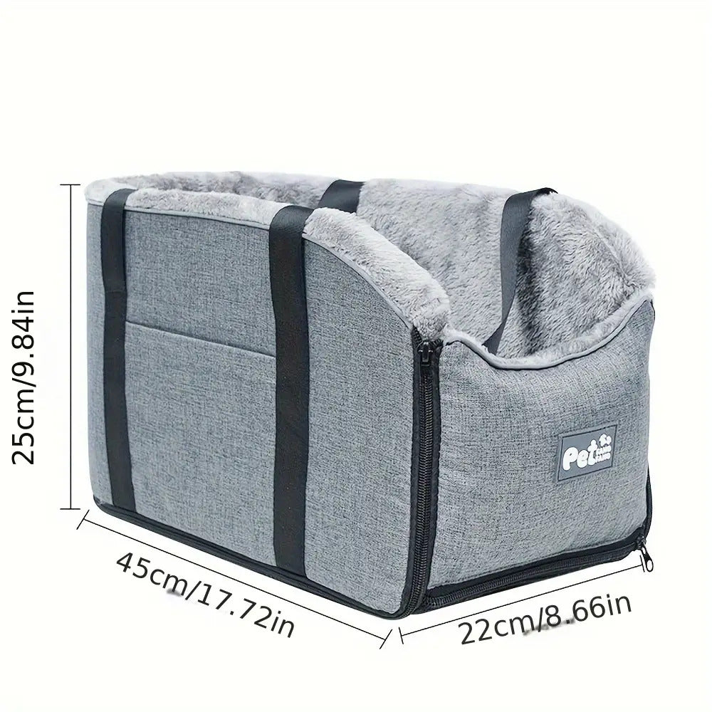 PETFANGFANG Portable Cozy Pet Car Seat | Polyester Dog & Cat Travel Bag for Small to Medium Pets