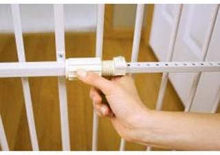 Pet Products Tuffy Metal Expandable Pet Gate, Includes Small Pet Door, 24 x 22-38 Inch, White