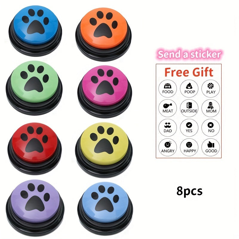 4/8/10pcs Dog Training Buttons with LED Lights Interactive Pet Communication Toy Recordable Talking Buttons