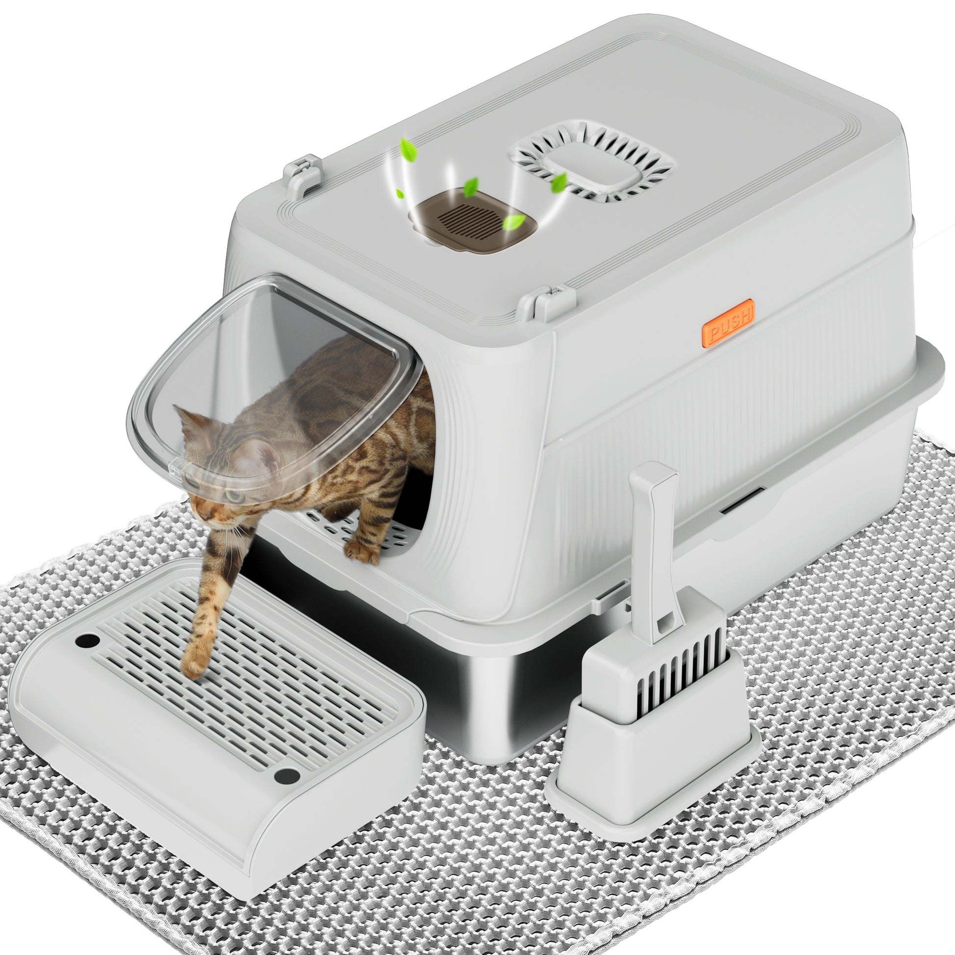Extra Large Stainless Steel Cat Litter Box Fully Enclosed Cat Litter Box With Lid