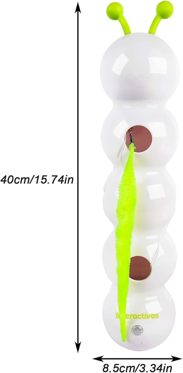 Smart Motion Cat Toy, Automatic Interactive Cat Toy, USB Rechargeable with Suction Cup, Wall Mounted for Indoor Cats Jumping, Pouncing (White, 1pc)