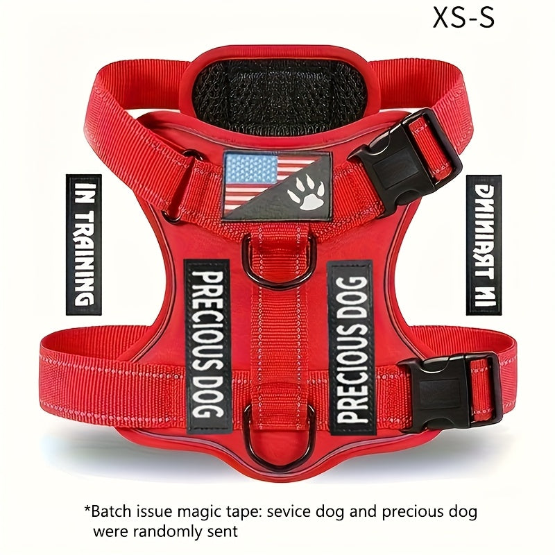 Service Dog Harness, Reflective Dog Vest Harness with 5pcs Patches, Adjustable Soft Oxford Pet Harness, Inner Layer Mesh