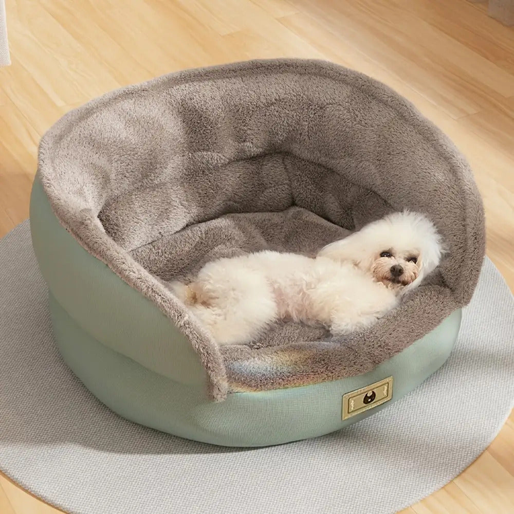 [24lbs Plush Dog Bed] Soft Plush Round Dog Bed with Non-Slip Bottom