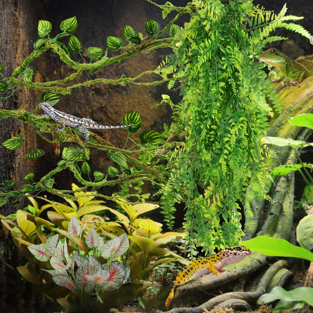 Terrarium Hanging Plant Vines Artificial Leaves Reptile Hide