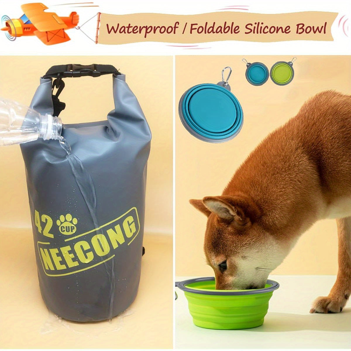 42-Cup Collapsible Dog Food Travel Bag with 2.64gal Dry Food Storage System
