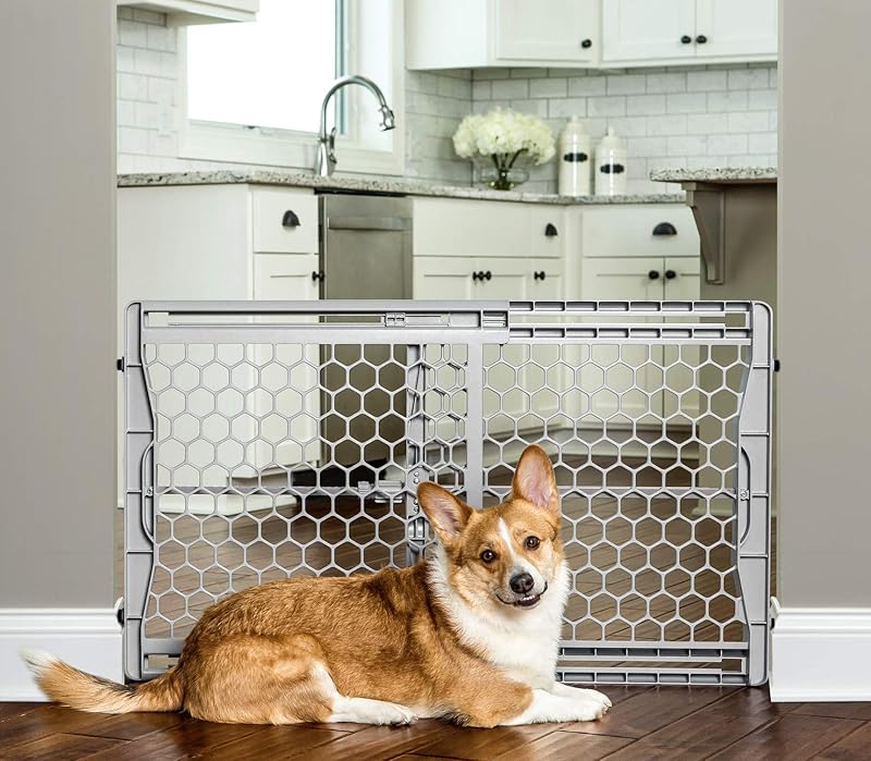 Carlson Extra Tall Metal Expandable Pet Gate White, Includes Small Pet Door 32" Tall x 22" - 38" Wide