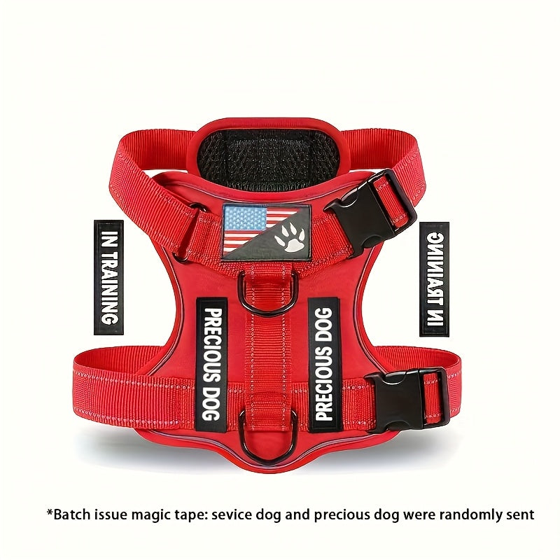 Service Dog Harness, Reflective Dog Vest Harness with 5pcs Patches, Adjustable Soft Oxford Pet Harness, Inner Layer Mesh
