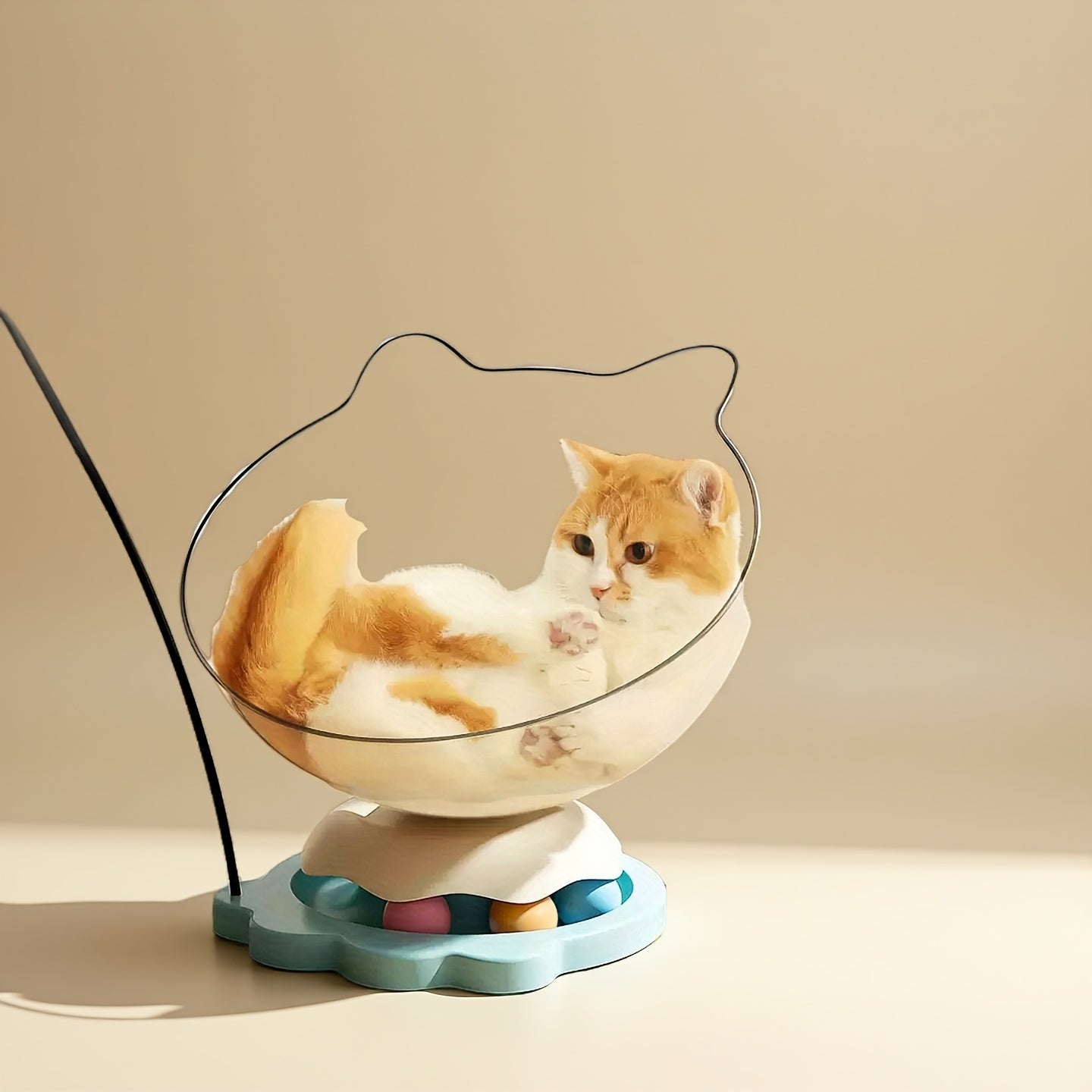 360° Rotating Space Capsule Cat Toy with Ball