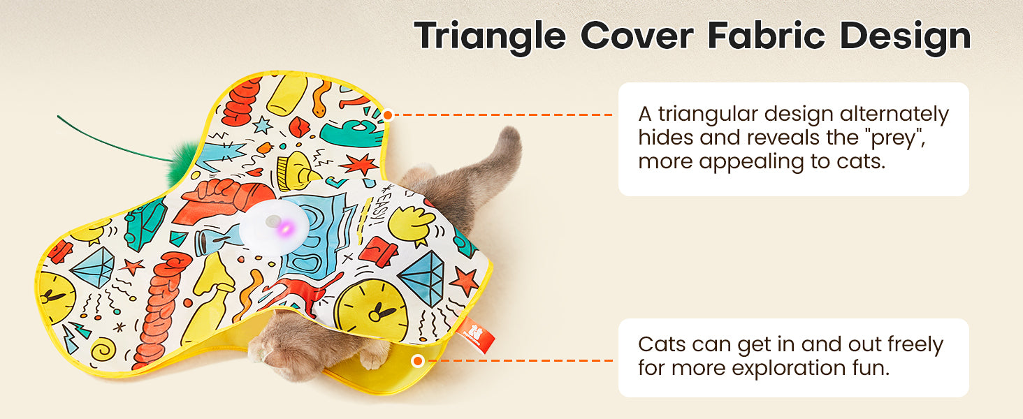 Hide and Seek Interactive Cat Toys Moving Concealed Wand Feather