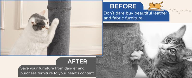 Tall Cat Scratching Post for Indoor Cats Gray Large
