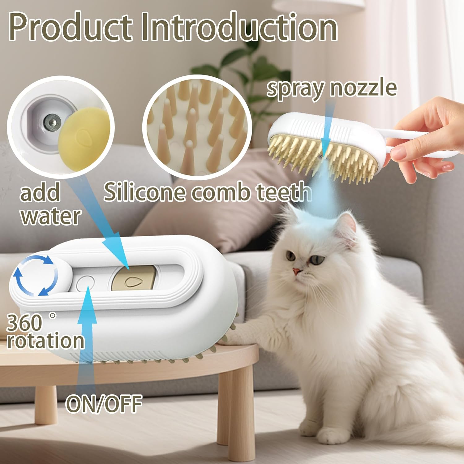 3 in 1 Cat Steam Brush for Shedding Dog Brush with Steam