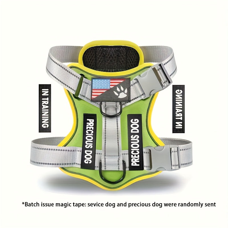 Service Dog Harness, Reflective Dog Vest Harness with 5pcs Patches, Adjustable Soft Oxford Pet Harness, Inner Layer Mesh
