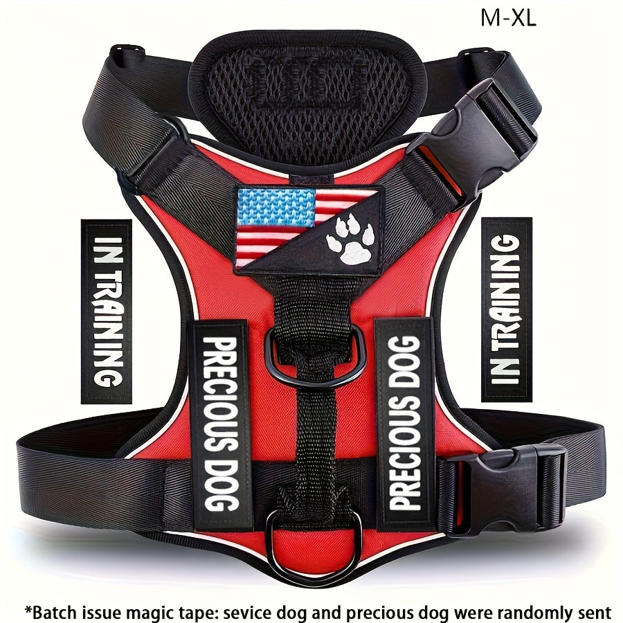 Service Dog Harness, Reflective Dog Vest Harness with 5pcs Patches, Adjustable Soft Oxford Pet Harness, Inner Layer Mesh