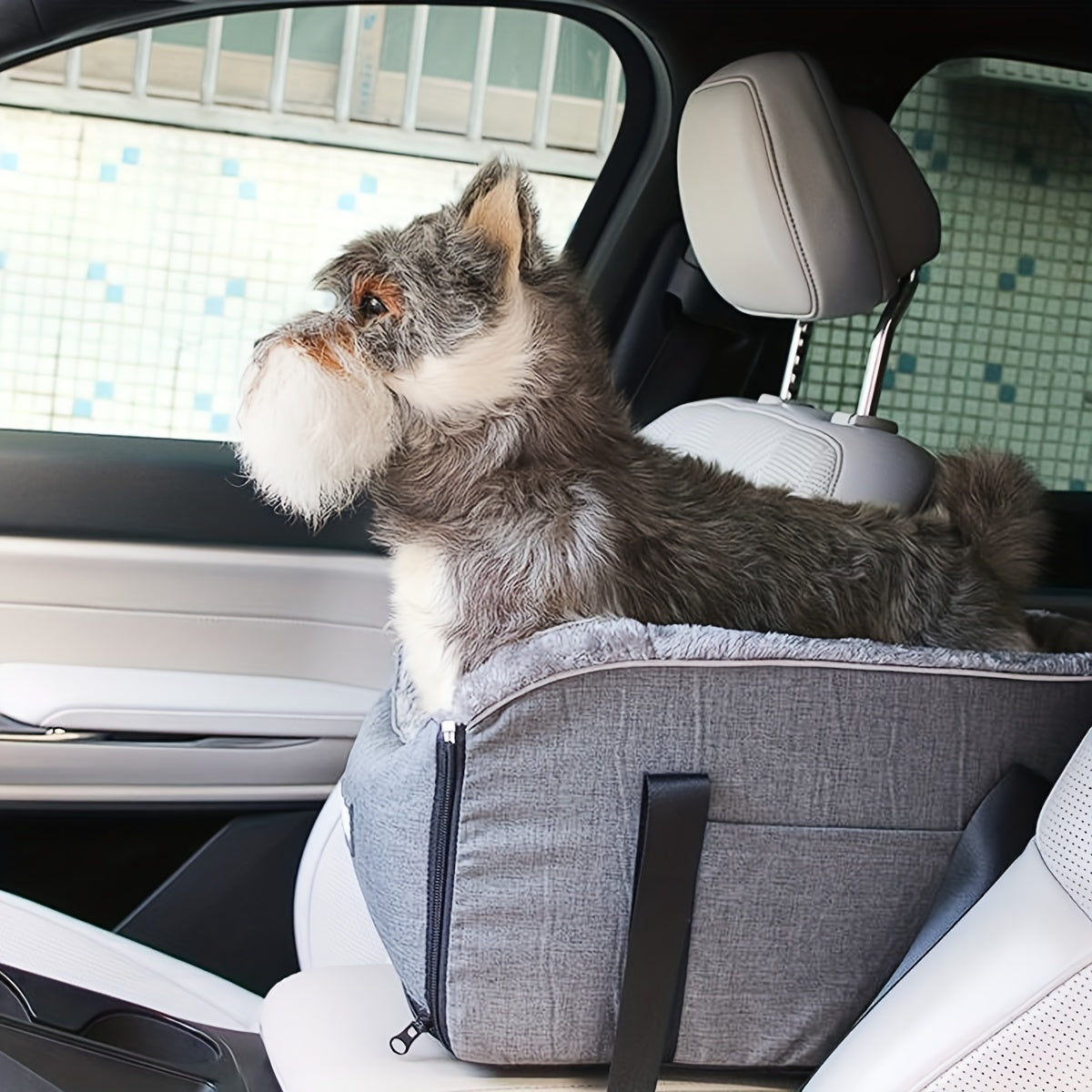 PETFANGFANG Portable Cozy Pet Car Seat | Polyester Dog & Cat Travel Bag for Small to Medium Pets