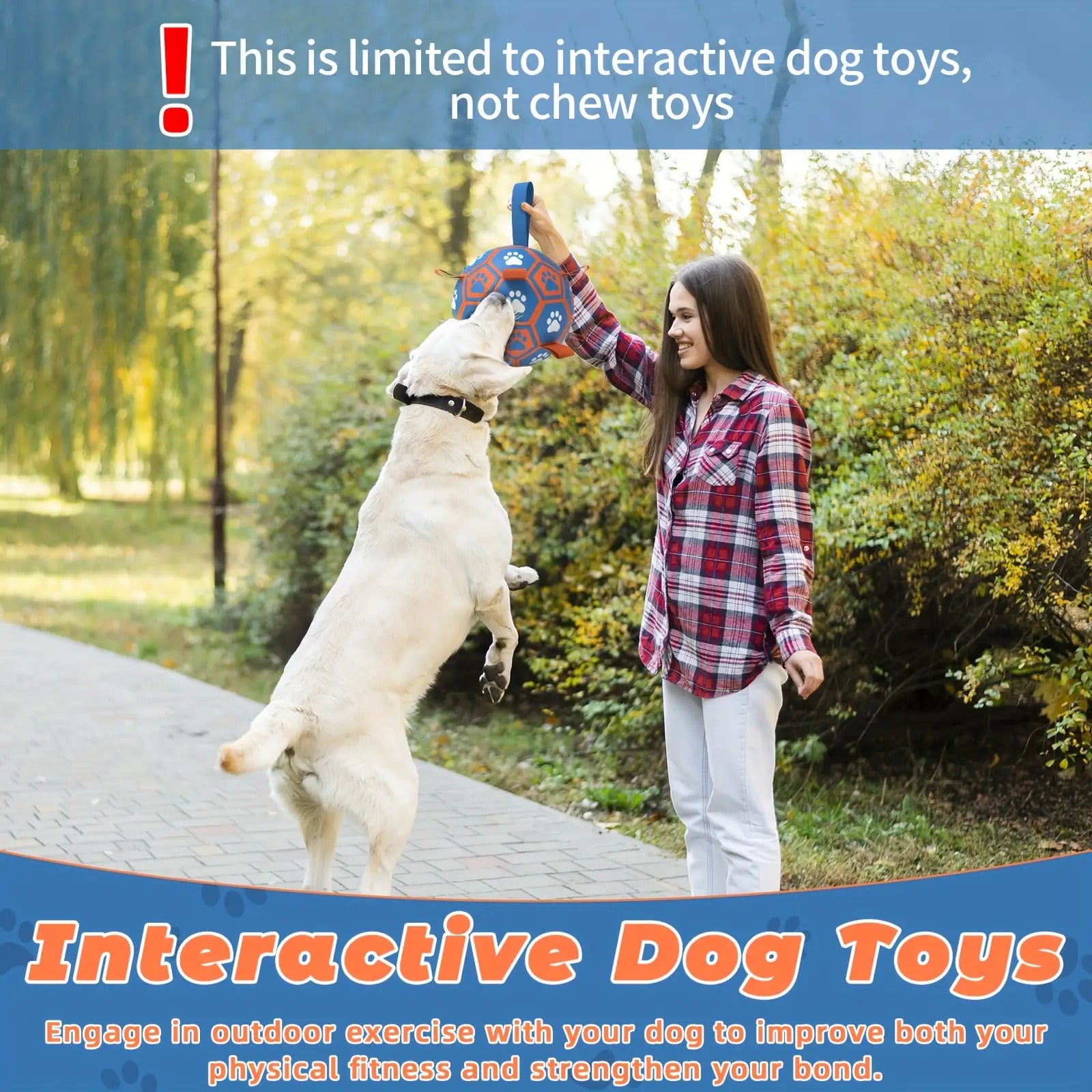 Durable Rubber Dog Soccer Ball with Straps | Interactive Tug