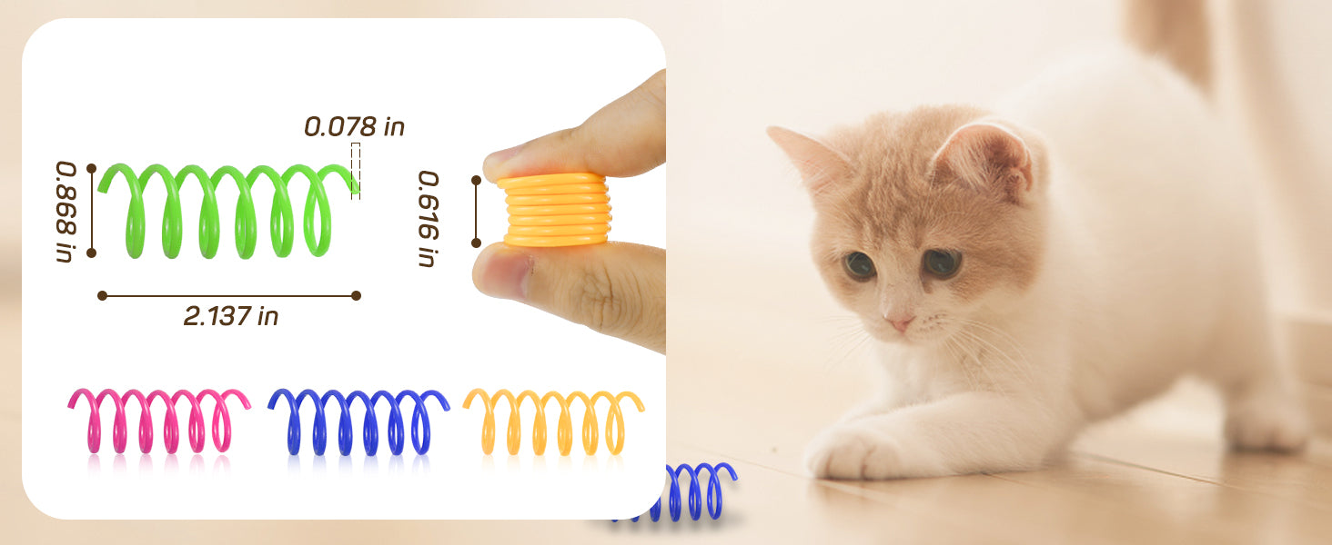 Andiker Cat Spiral Spring, 12 Pc Cat Creative Toy to Kill Time and Keep Fit Interactive Cat Toy Sturdy Heavy Plastic Spring Colorful Springs Cat Toy for Swatting, Biting, Hunting Kitten Toys