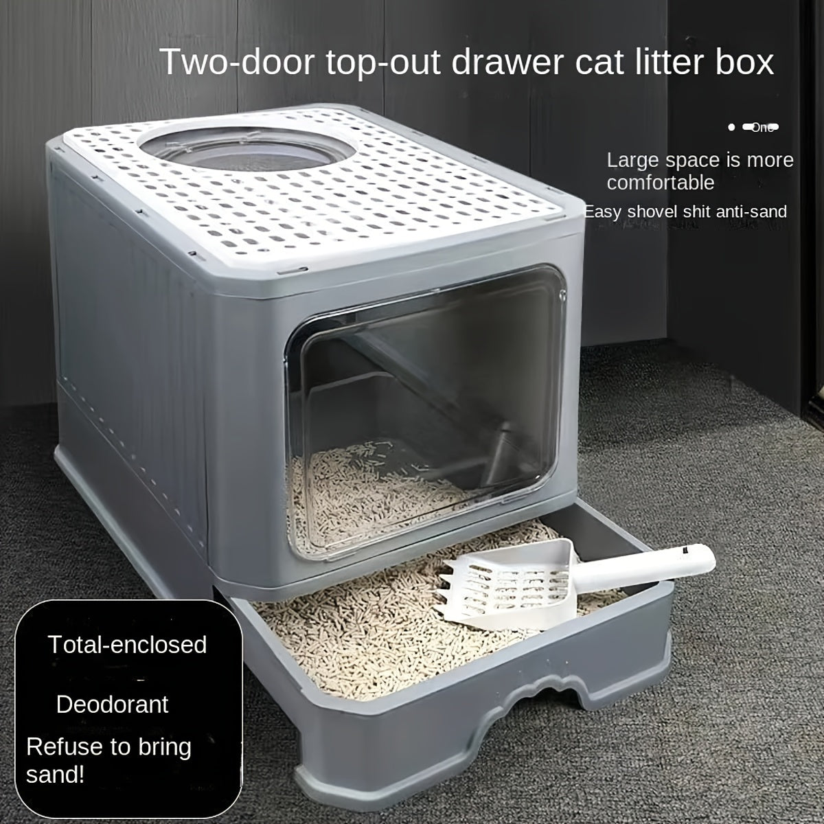 Large Fully Enclosed Cat Litter Box Drawer Cat Litter Box