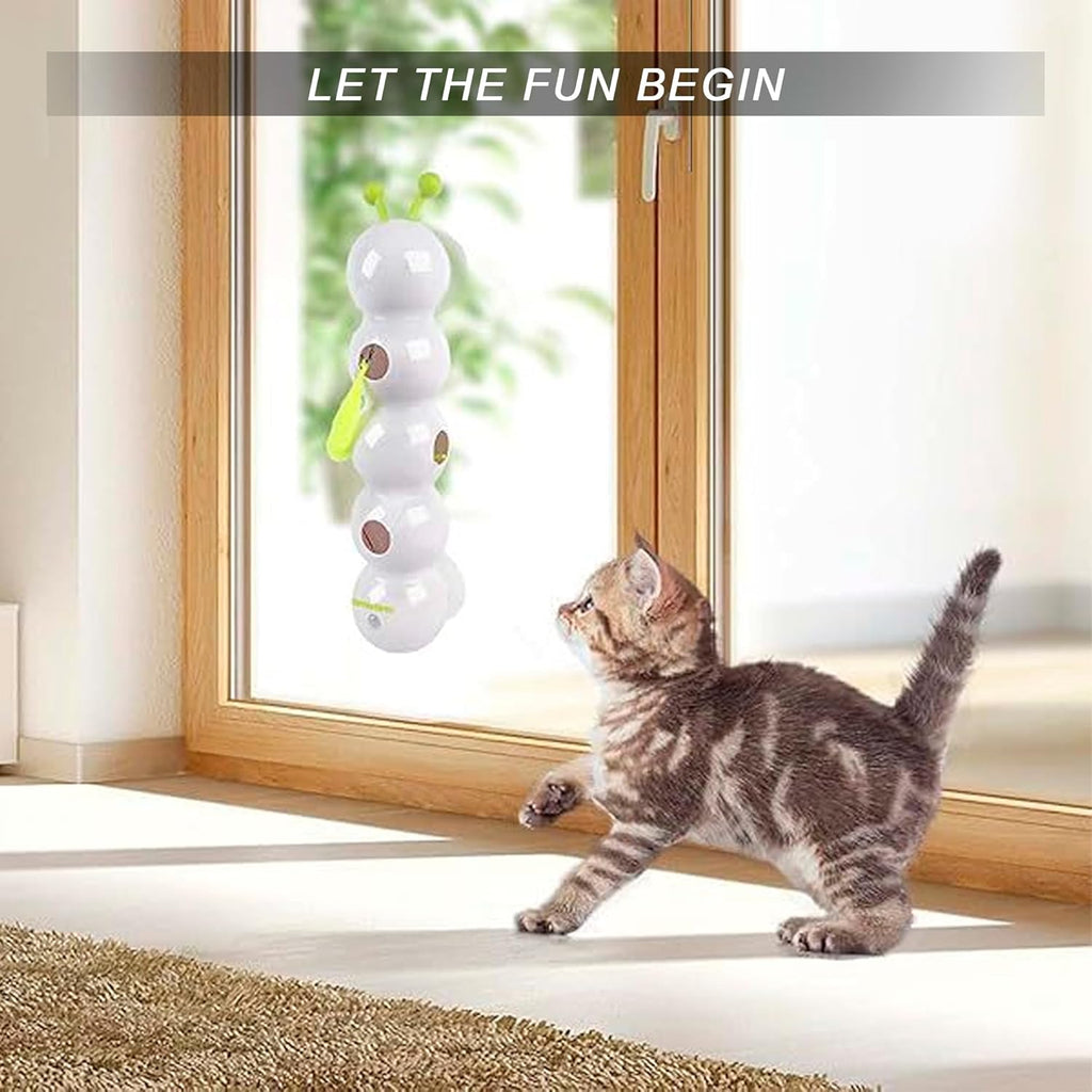 Smart Motion Cat Toy, Automatic Interactive Cat Toy, USB Rechargeable with Suction Cup, Wall Mounted for Indoor Cats Jumping, Pouncing (White, 1pc)