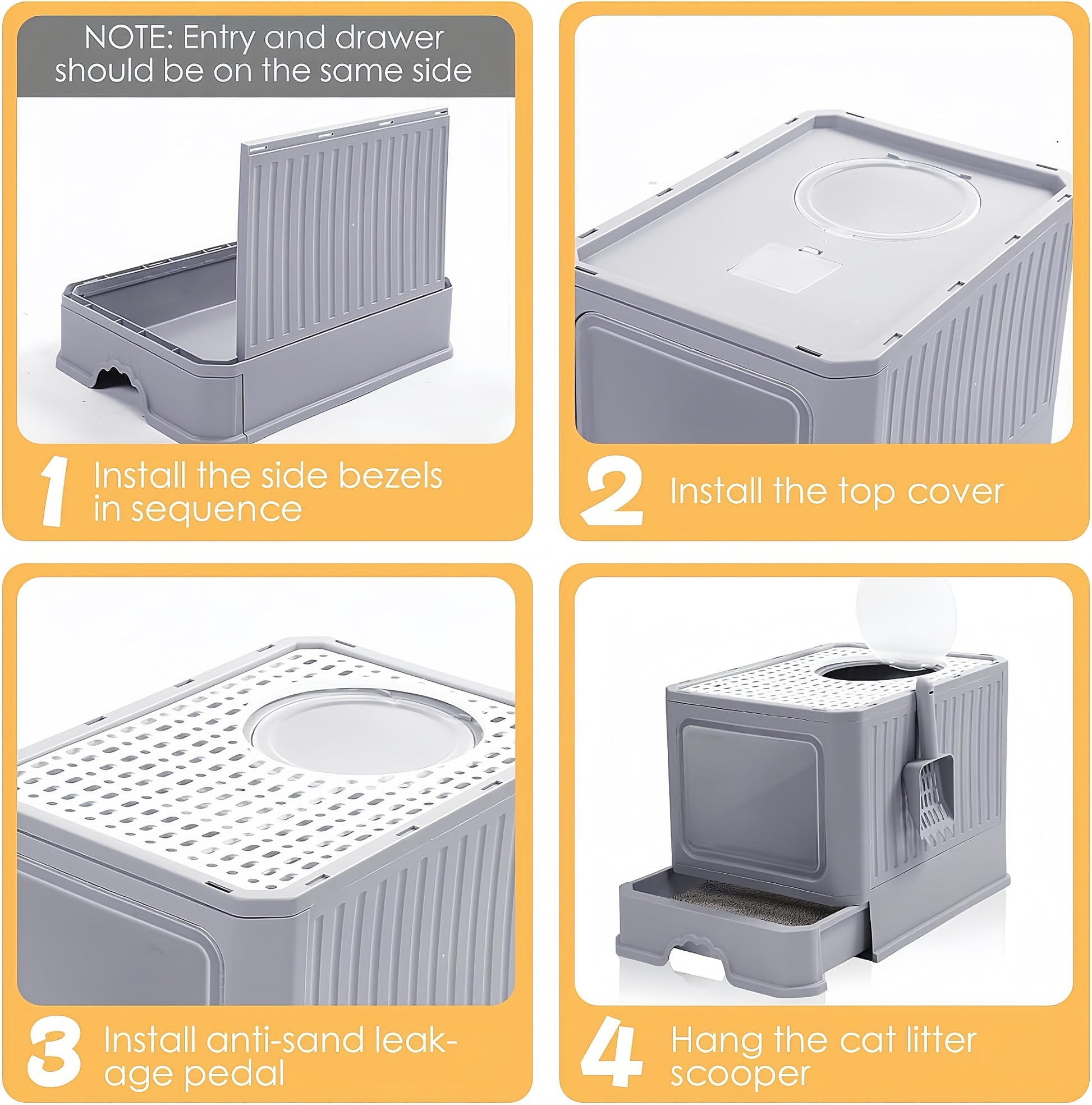 Large Fully Enclosed Cat Litter Box Drawer Cat Litter Box