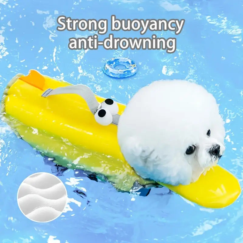 Bright Yellow Dog Life Jacket with Strong Pull Handle & D-Ring - Quick-Dry