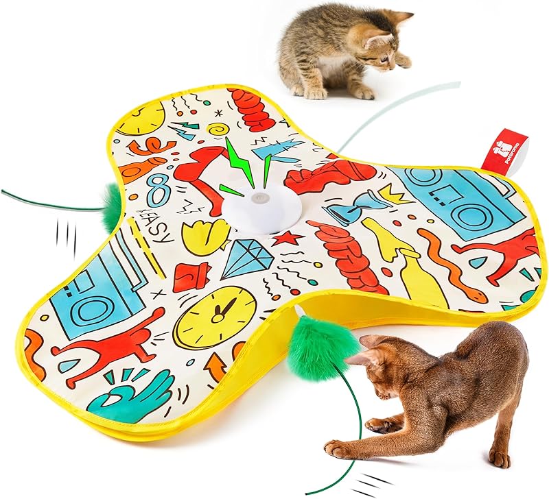 Hide and Seek Interactive Cat Toys Moving Concealed Wand Feather