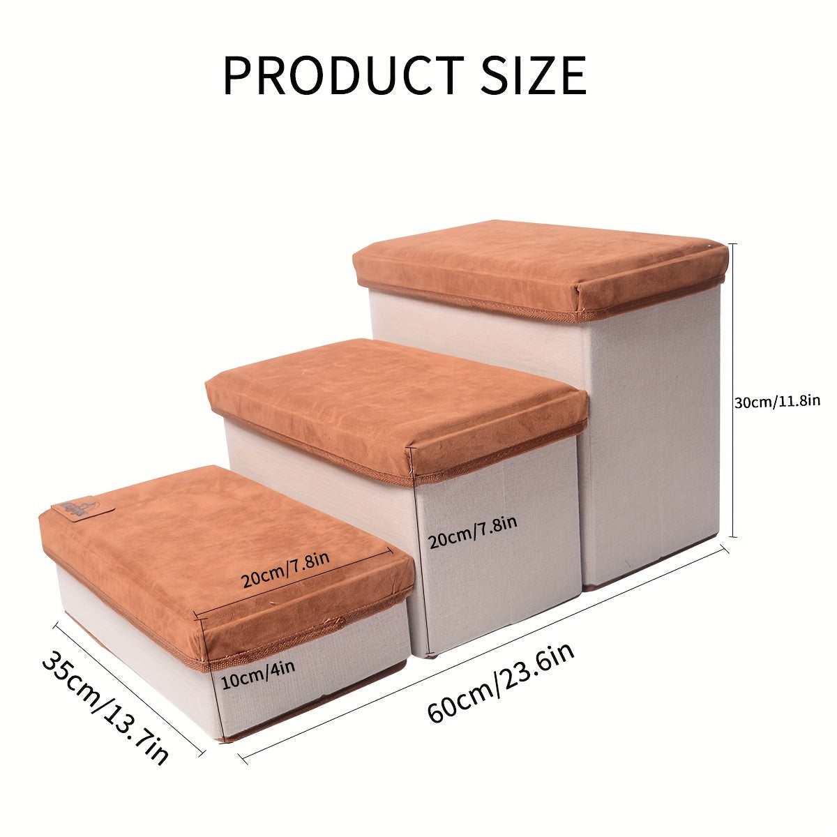 3-Step Foldable Pet Stairs with Storage