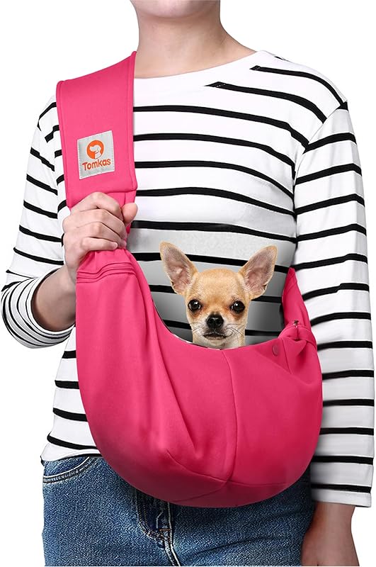 Tomkas Small Dog Sling Carrier - Classic Pocket & Classic Strap - for 3-10 lbs Pets(Black)