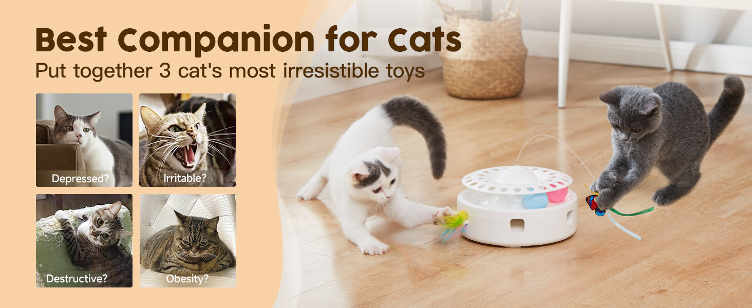 Cat Toys 3in1 Automatic Interactive Kitten Toy