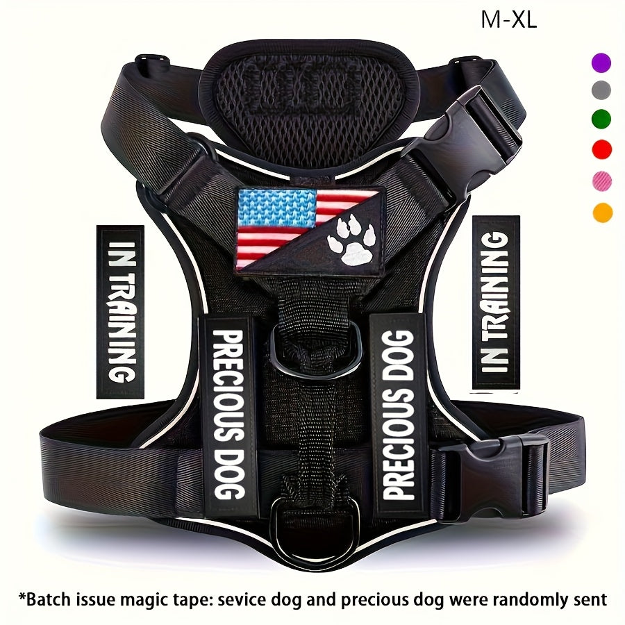 Service Dog Harness, Reflective Dog Vest Harness with 5pcs Patches, Adjustable Soft Oxford Pet Harness, Inner Layer Mesh