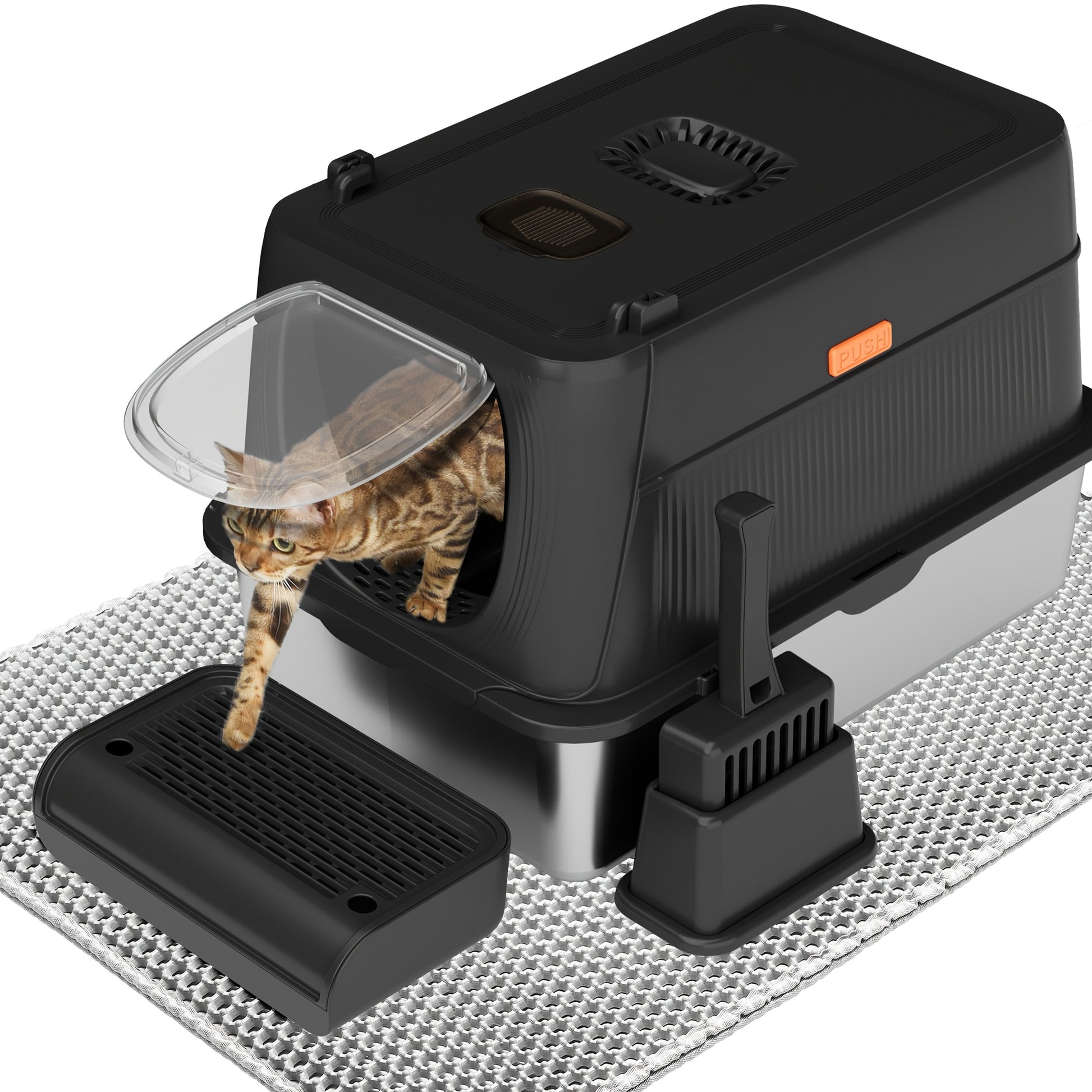 Extra Large Stainless Steel Cat Litter Box Fully Enclosed Cat Litter Box With Lid