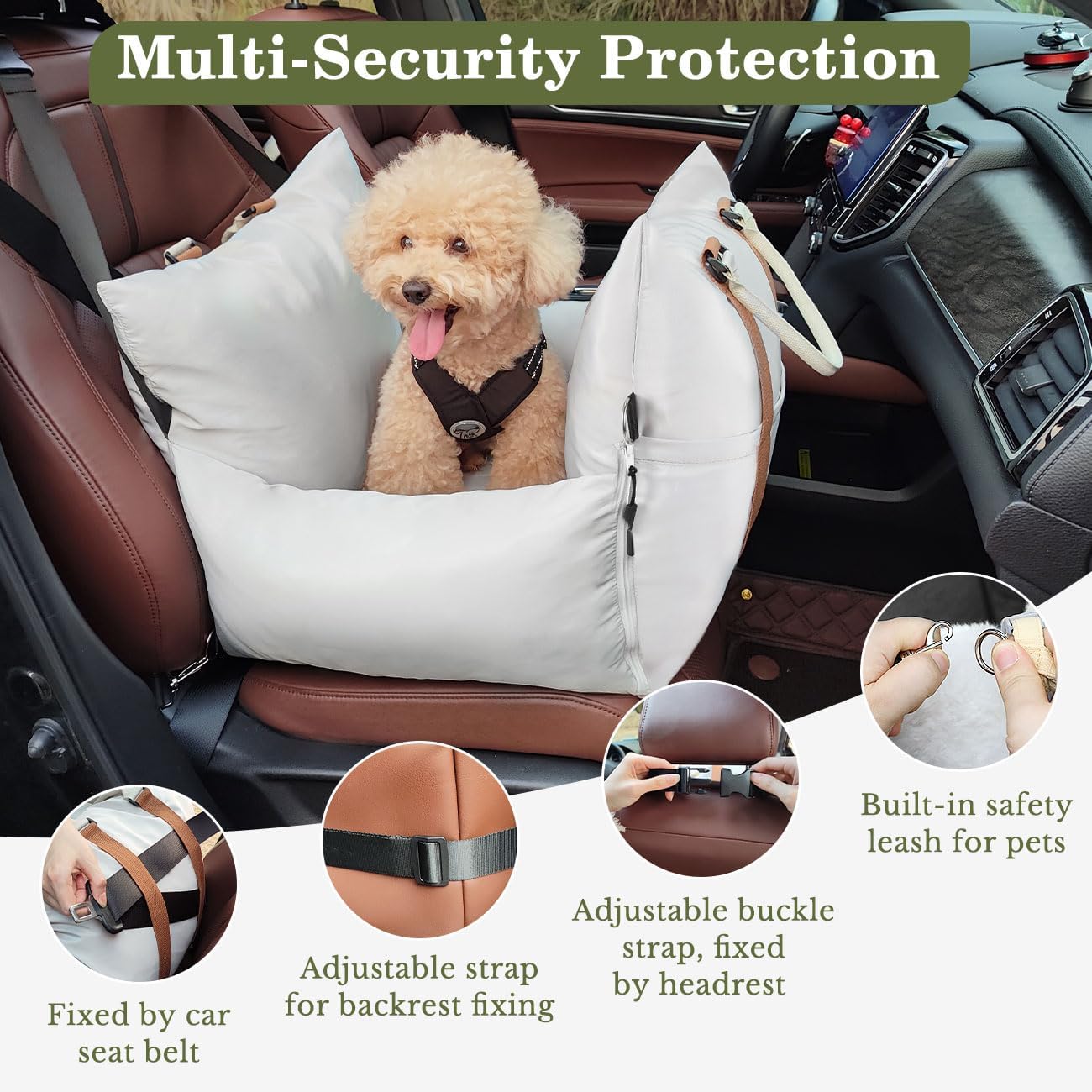Dog Car Seat for Small Dog Soft Dog Booster Car Seat under 25lb