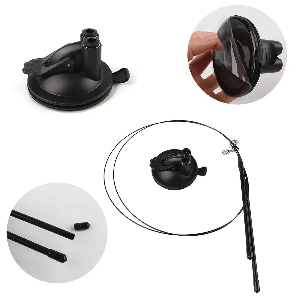 Interactive Cat Teaser Wand Set with Realistic Birds - Handfree Long Pole & Double Rod