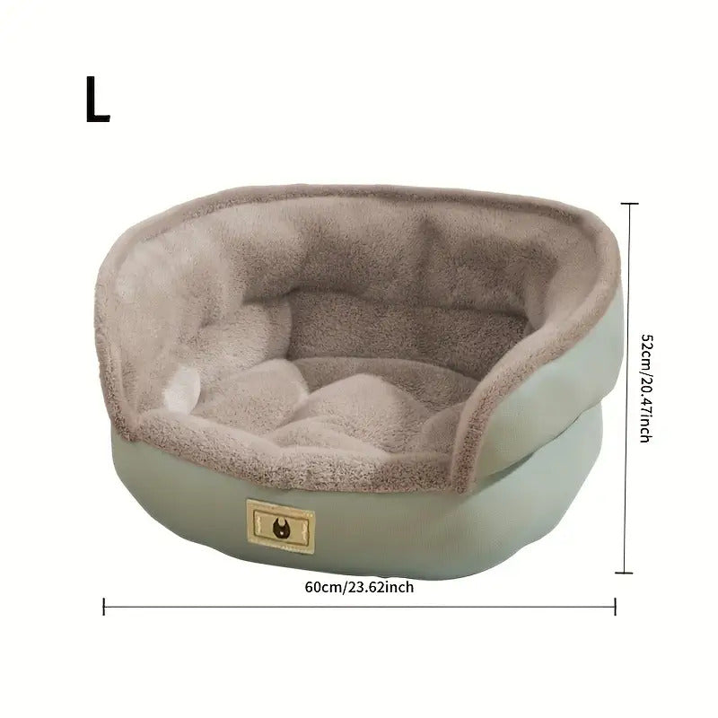[24lbs Plush Dog Bed] Soft Plush Round Dog Bed with Non-Slip Bottom