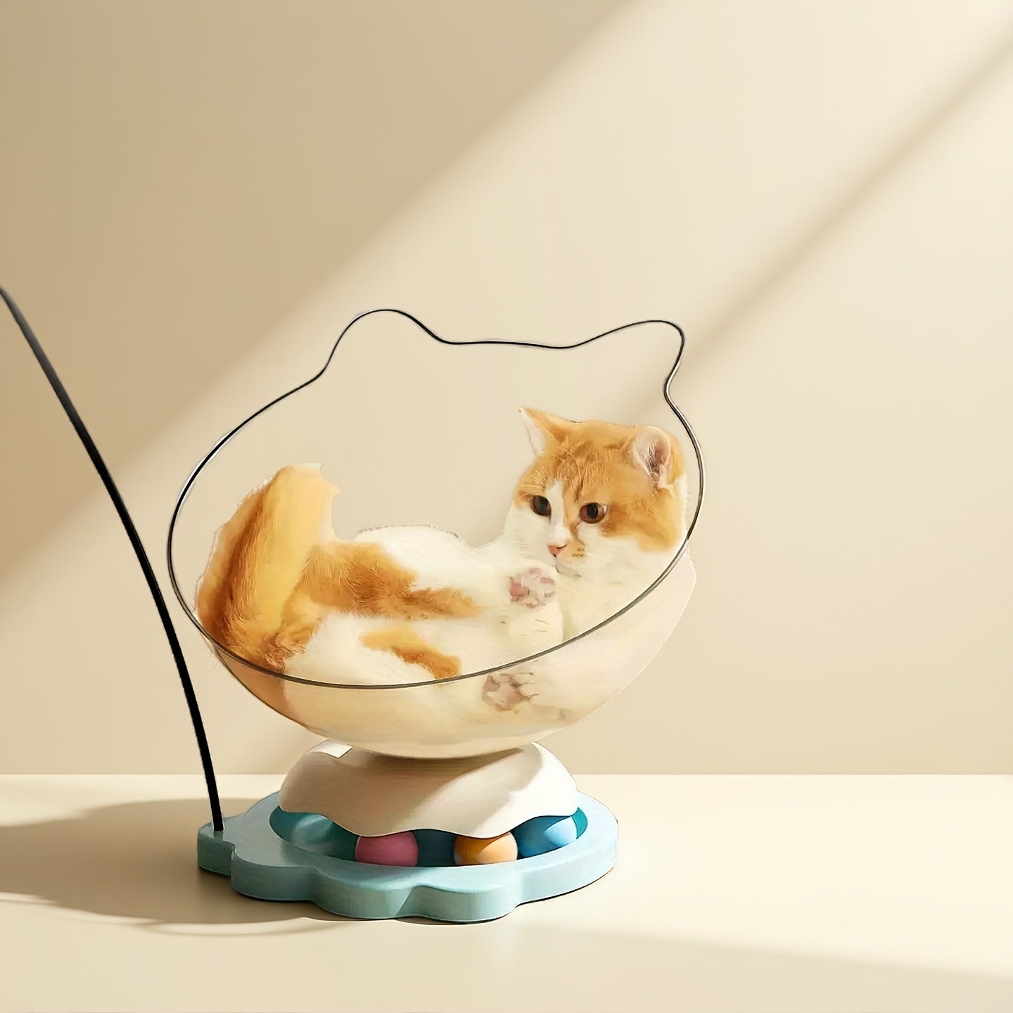 360° Rotating Space Capsule Cat Toy with Ball