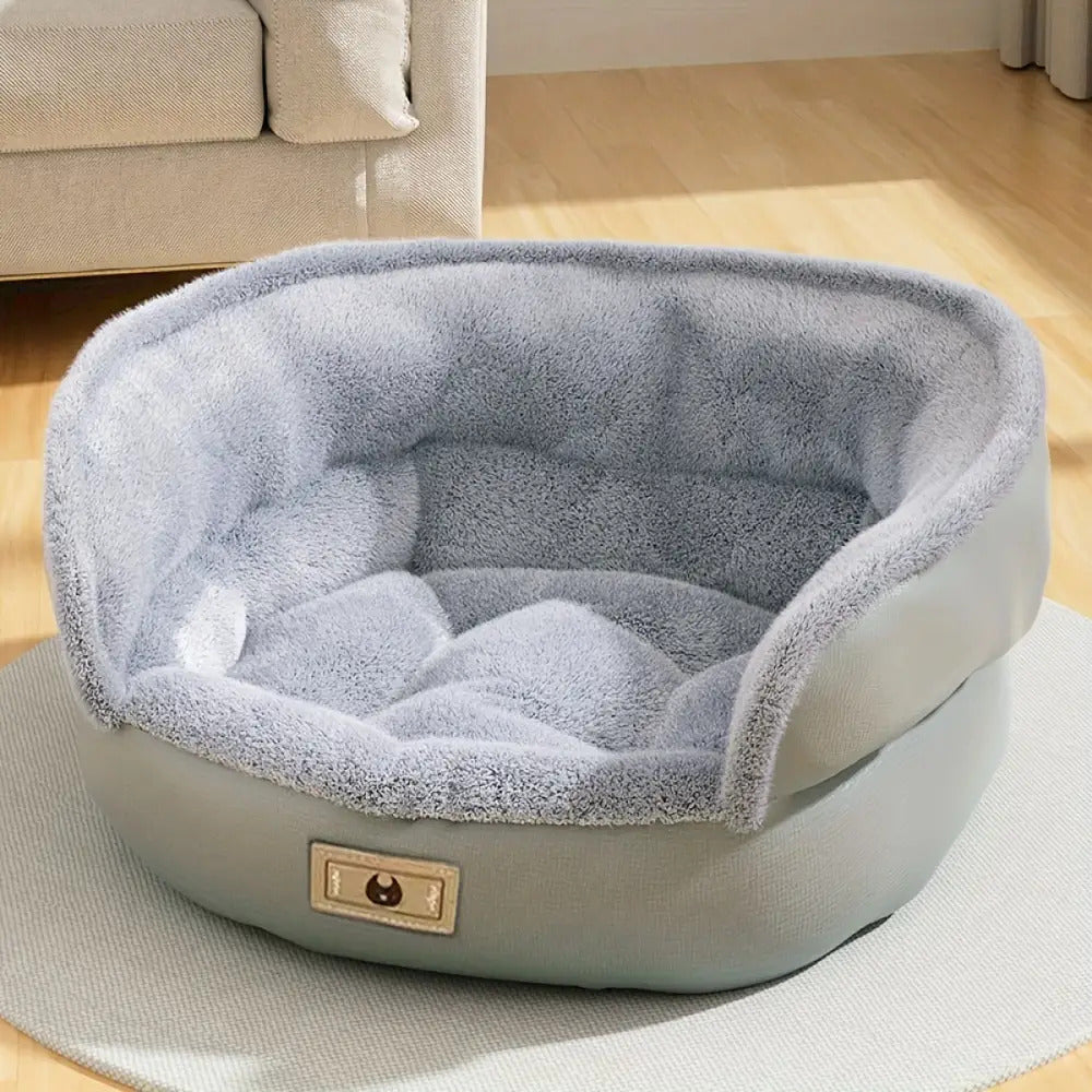 [24lbs Plush Dog Bed] Soft Plush Round Dog Bed with Non-Slip Bottom