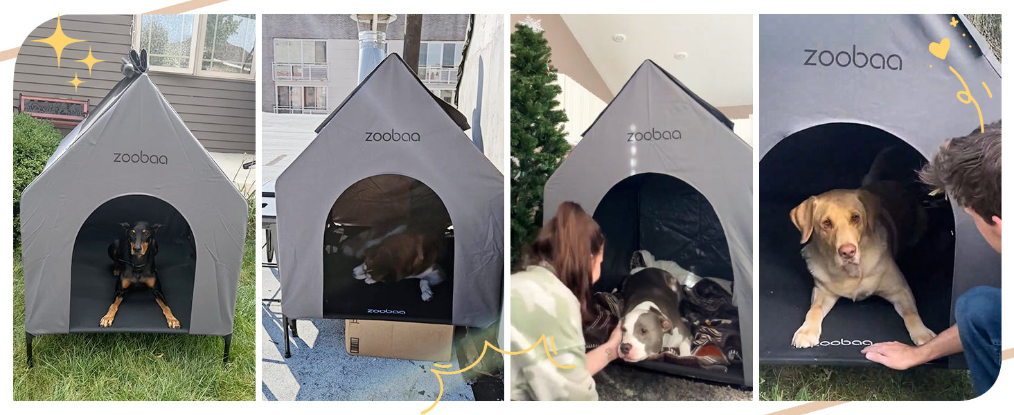 Large Dog House, Weatherproof PVC, Textilene Dog Bed, Easy Clean