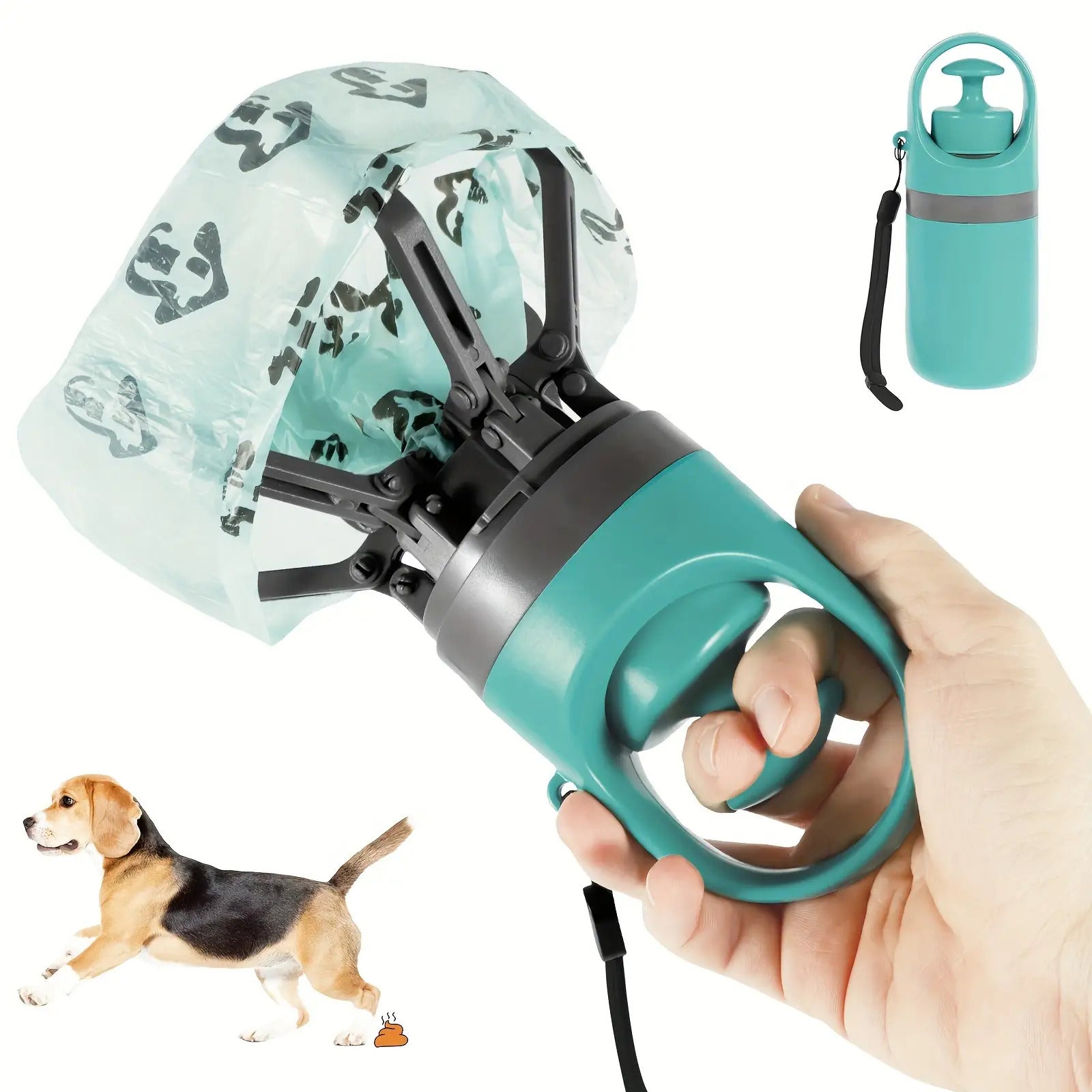 Portable Poop Scooper with Bags Teal Claw Design Portable Dog Poop Scooper with Bag Dispenser