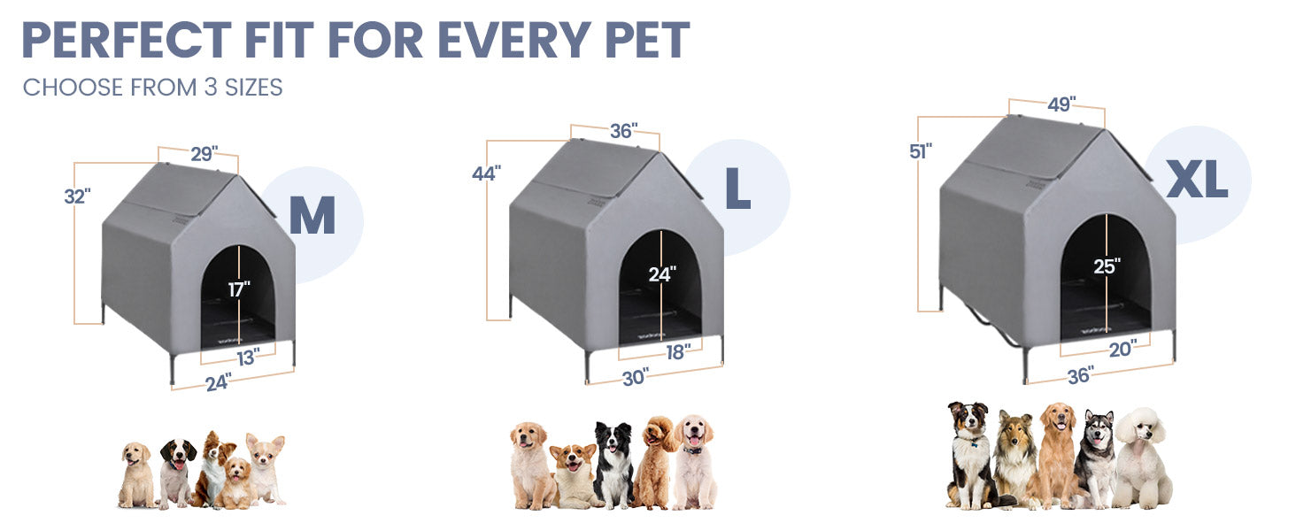 Large Dog House, Weatherproof PVC, Textilene Dog Bed, Easy Clean