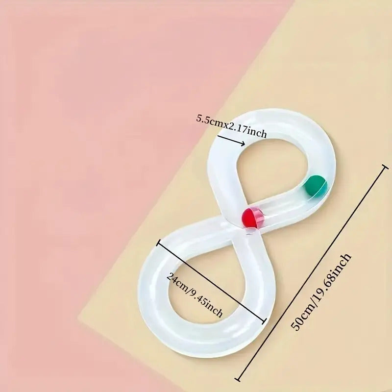 Interactive Cat Turntable Track Toy - Infinity Loop Design with Red Pill-like object